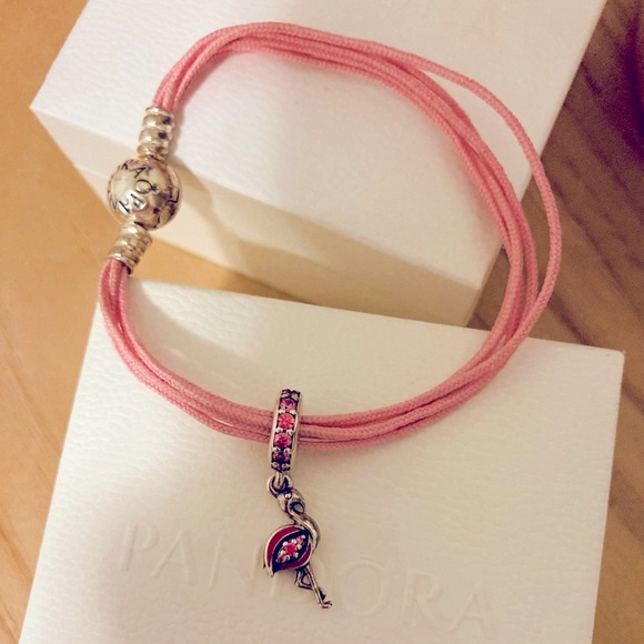 Flamingo Pandora Charm and Bracelet - Picture 2 of 2